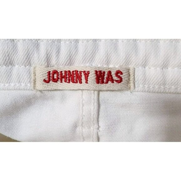 Johnny Was Size 27 The Braided Wide Leg High Rise Stretch Jean White $278 NWT - Picture 2 of 7